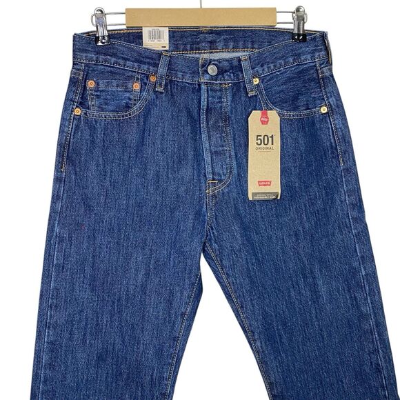 Levis 501 Jeans Mens 30x30 Blue Straight Leg Button Fly Cotton Medium Wash NWT - Picture 4 of 14
